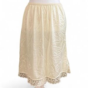 Vintage Sears Cream Lace Trim Half Slip Skirt Size Large – Silky Midi Underskirt